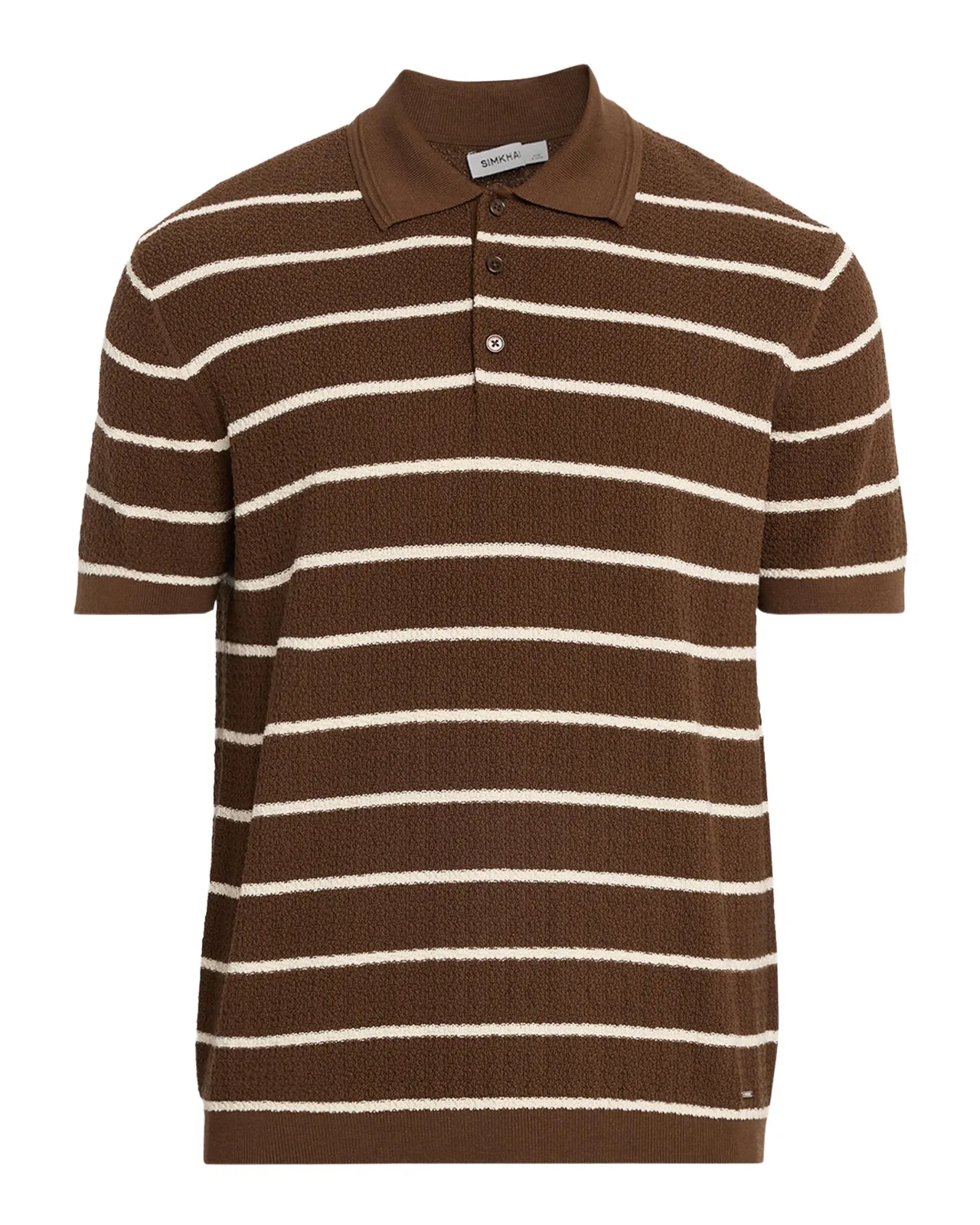 Men's Calum Cotton and Silk Stripe Knit Polo Shirt