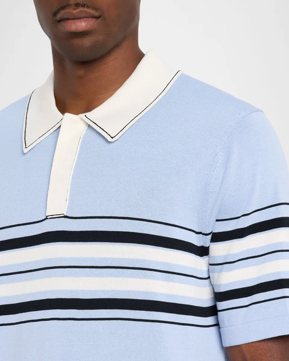 Simkhai Men's Brandon Striped Cotton Knit Popover Shirt | Thumbnail 5