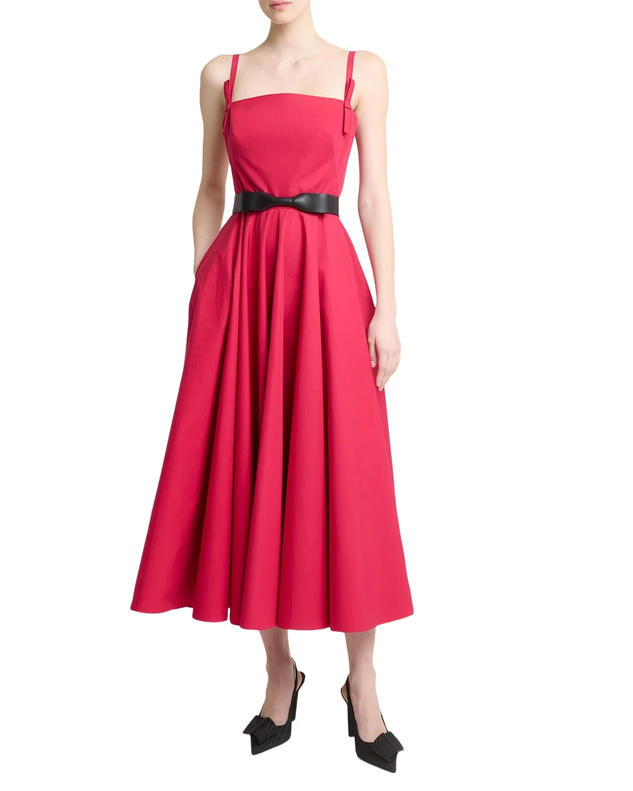 Bow Sleeveless Midi A-Line Dress Bow Sleeveless Midi A-Line Dress