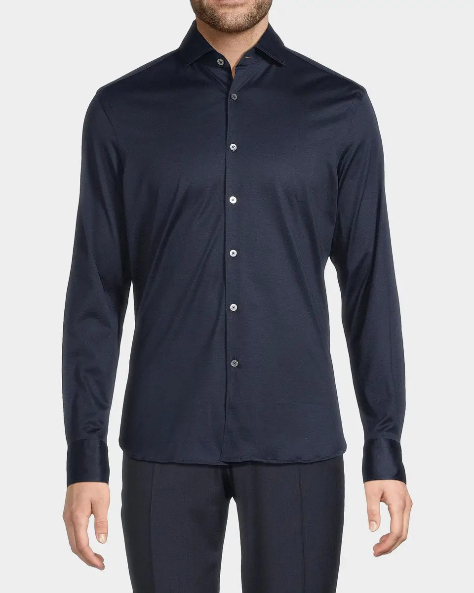 Canali Men's Cotton Jersey Sport Shirt | Thumbnail 4 Canali Men's Cotton Jersey Sport Shirt | Thumbnail 4