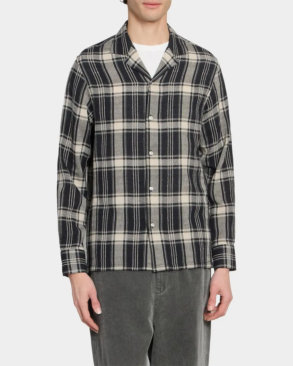 OFFICINE GÉNÉRALE Men's Eren Checked Cotton-Blend Button-Front Shirt | Thumbnail 4 OFFICINE GÉNÉRALE Men's Eren Checked Cotton-Blend Button-Front Shirt | Thumbnail 4