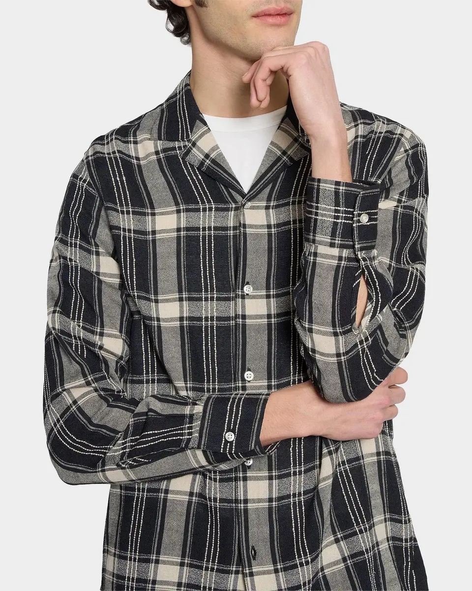 OFFICINE GÉNÉRALE Men's Eren Checked Cotton-Blend Button-Front Shirt | Thumbnail 5 OFFICINE GÉNÉRALE Men's Eren Checked Cotton-Blend Button-Front Shirt | Thumbnail 5