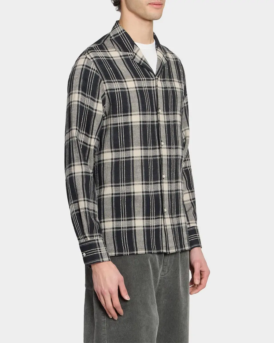 OFFICINE GÉNÉRALE Men's Eren Checked Cotton-Blend Button-Front Shirt | Thumbnail 6 OFFICINE GÉNÉRALE Men's Eren Checked Cotton-Blend Button-Front Shirt | Thumbnail 6