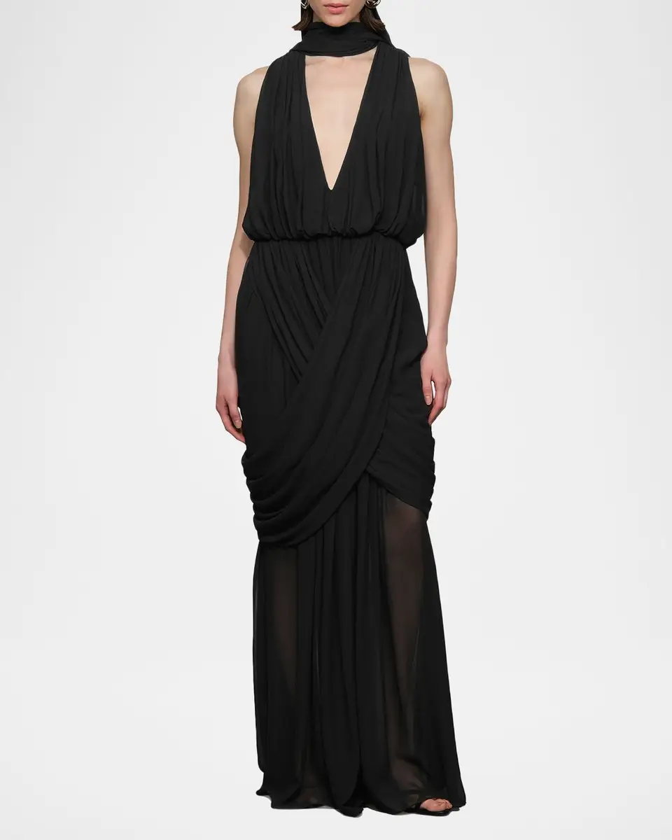 Et Ochs Arabella Plunging Draped Column Gown | Thumbnail 2