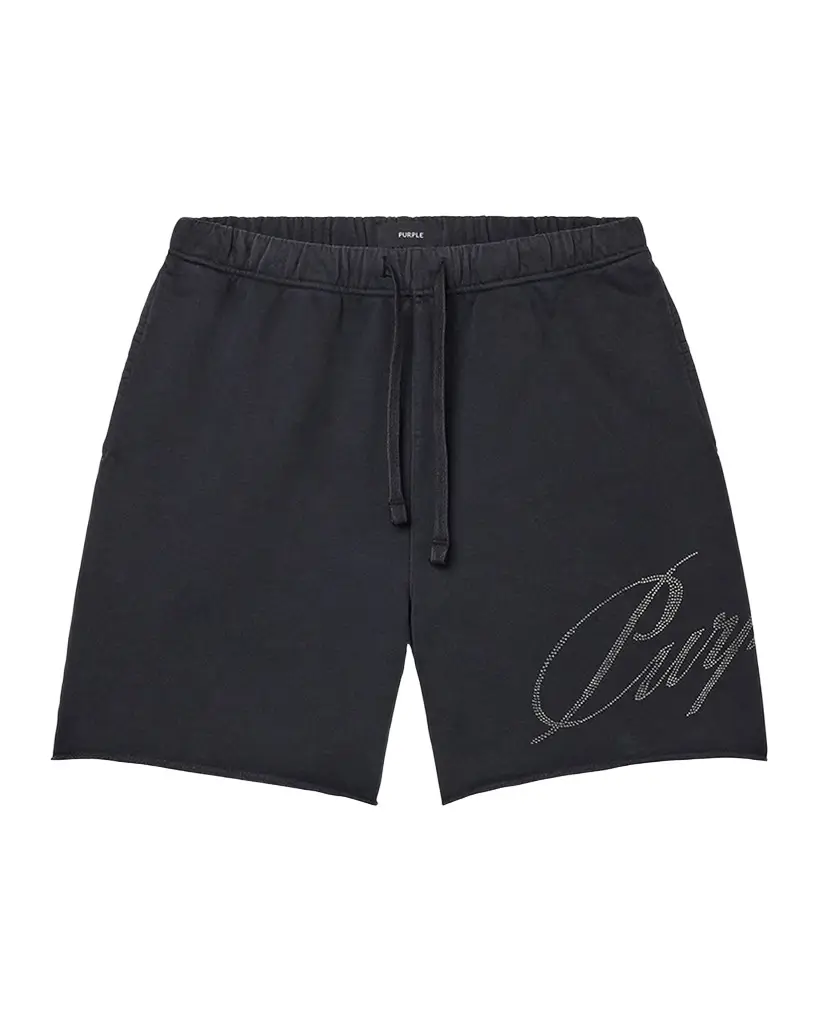 PURPLE Men's Logo Fleece Raw-Edge Shorts | Image 1 PURPLE Men's Logo Fleece Raw-Edge Shorts | Image 1