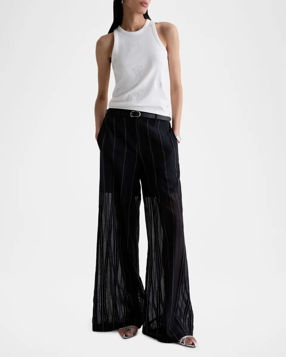 AG Jeans Sheer Wide-Leg Trousers | Thumbnail 2