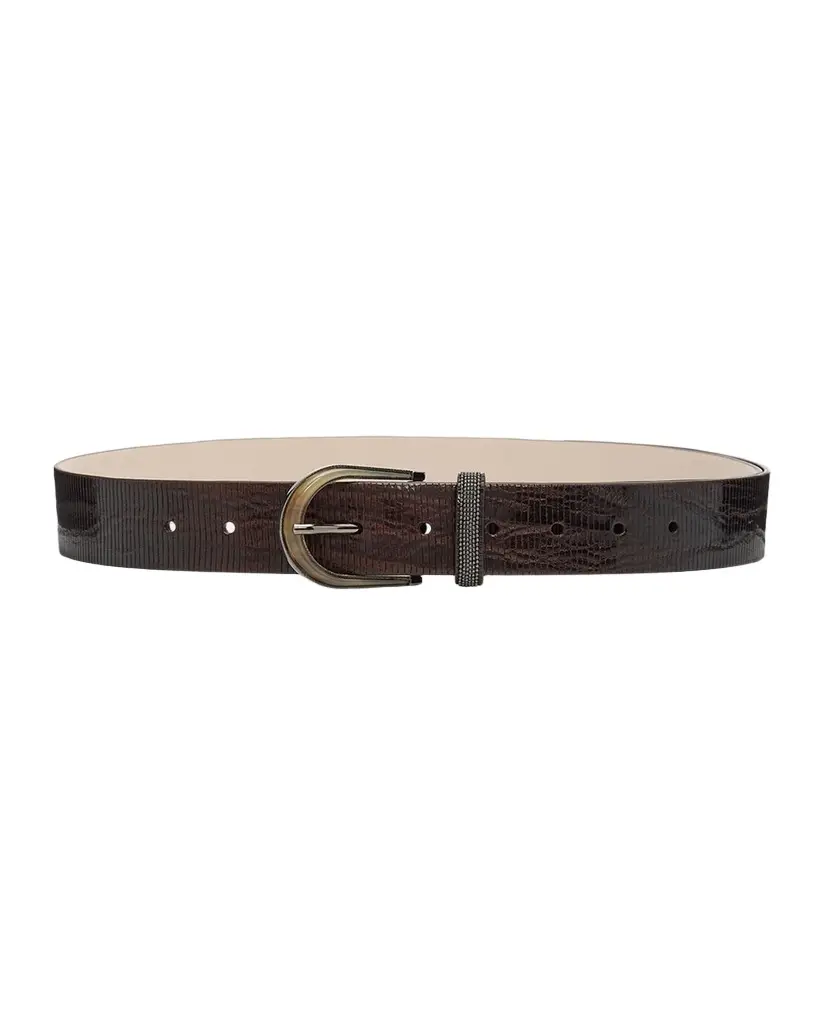 Brunello Cucinelli Lizard-Effect Leather Belt | Image 1 Brunello Cucinelli Lizard-Effect Leather Belt | Image 1