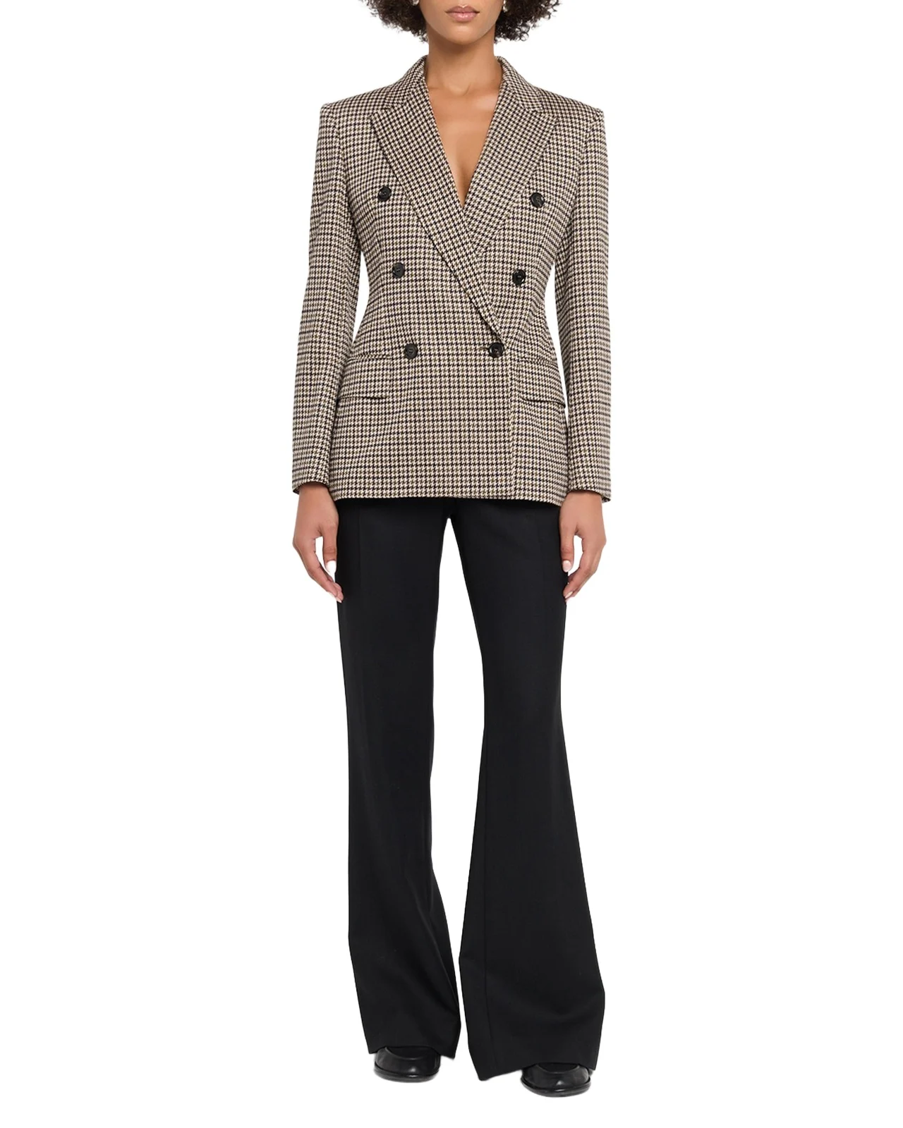Wool Houndstooth Double-Breasted Jacket Wool Houndstooth Double-Breasted Jacket