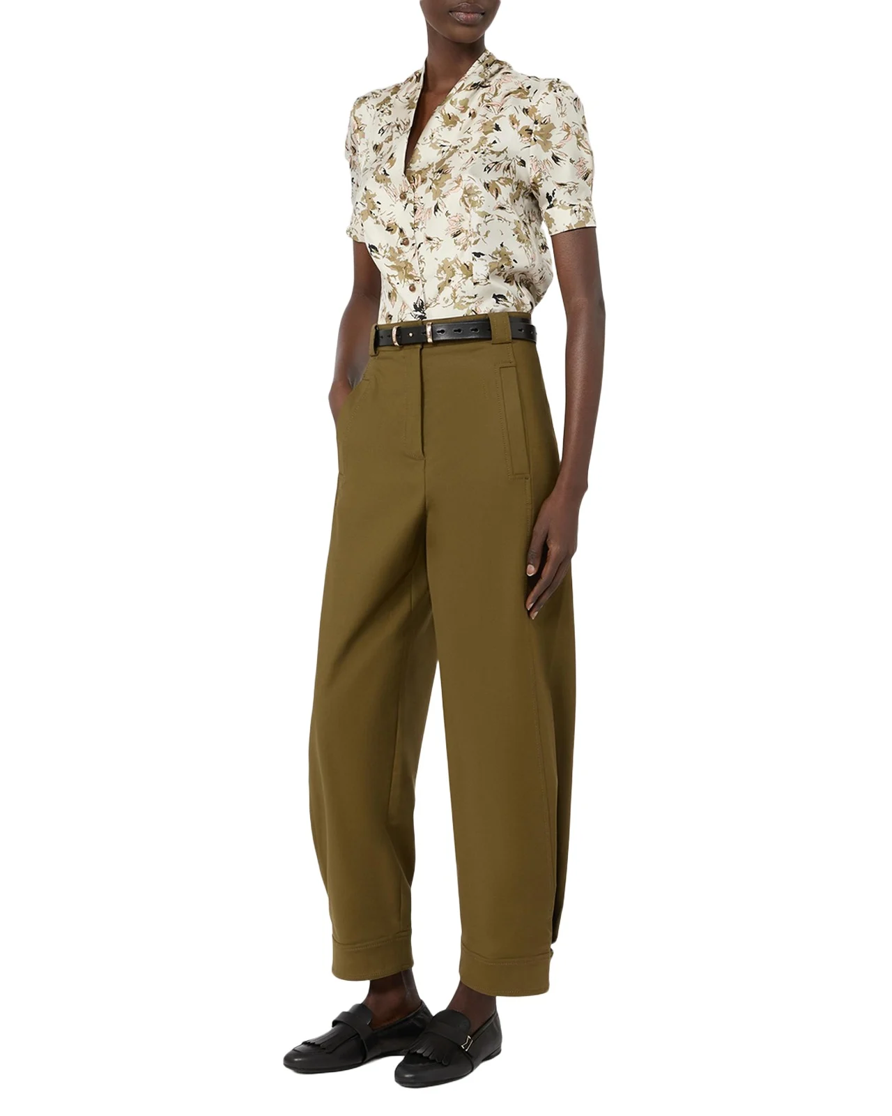 Short-Sleeve Printed Silk Top Short-Sleeve Printed Silk Top