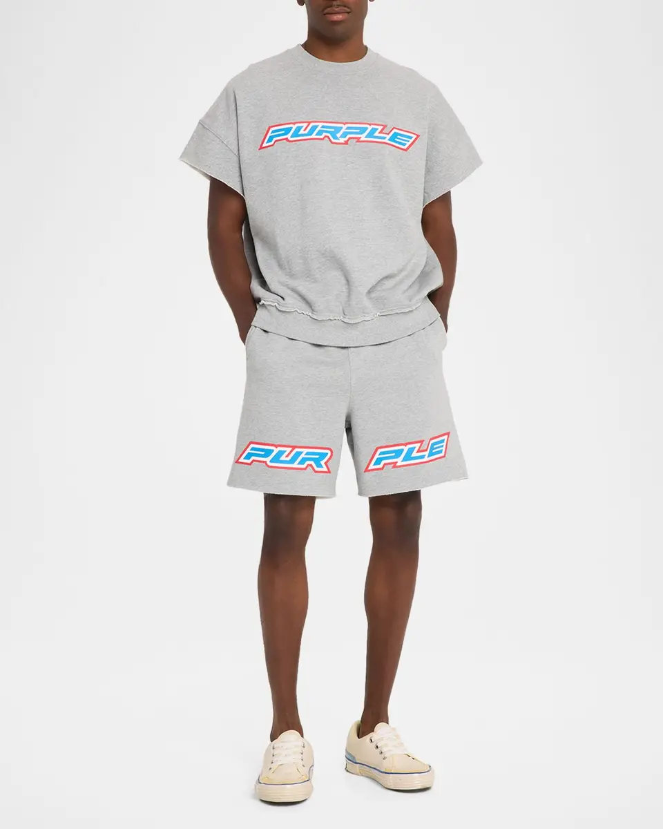 PURPLE Men's Turbo Type Logo Fleece Shorts | Thumbnail 2 PURPLE Men's Turbo Type Logo Fleece Shorts | Thumbnail 2