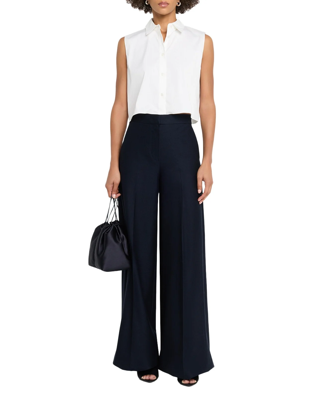 High-Rise Wool Pique Jersey Wide-Leg Pants