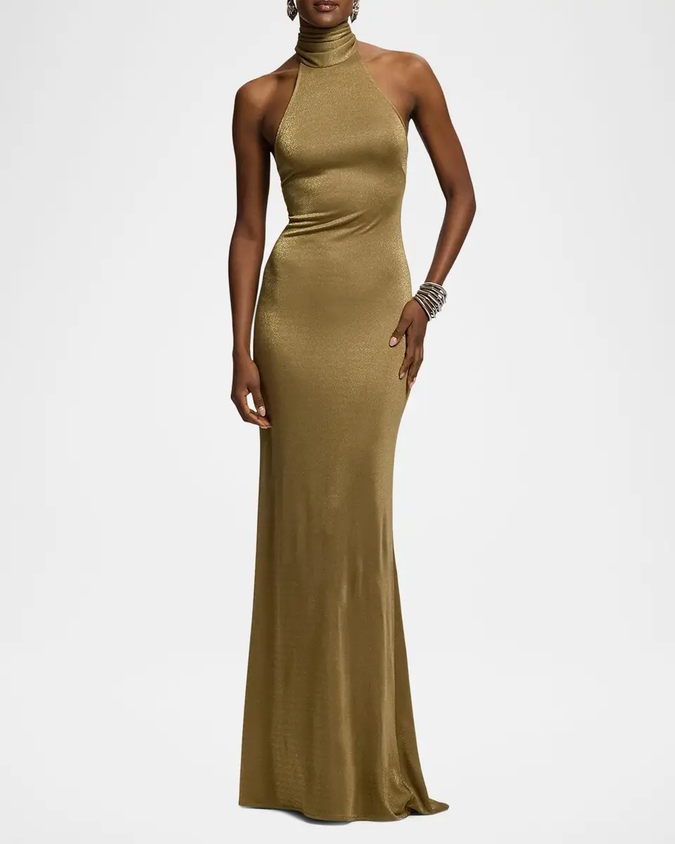 Ralph Lauren Collection Kelsie Metallic Jersey Evening Dress | Thumbnail 4