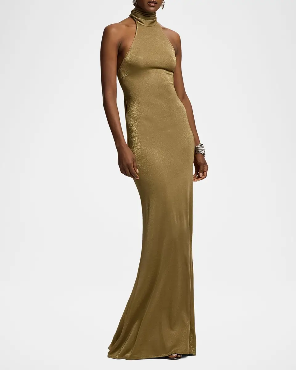 Ralph Lauren Collection Kelsie Metallic Jersey Evening Dress | Thumbnail 6