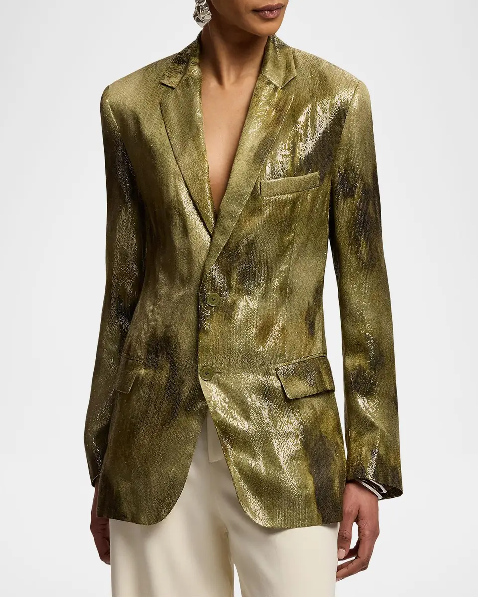 Ralph Lauren Collection Marcy Abstract Metallic Jacquard Jacket | Thumbnail 4 Ralph Lauren Collection Marcy Abstract Metallic Jacquard Jacket | Thumbnail 4
