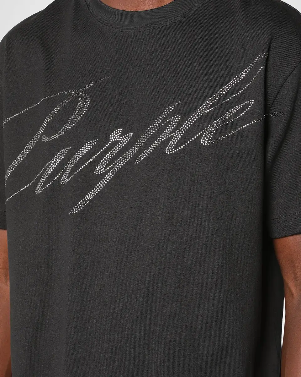 PURPLE Men's Rhinestone Logo Crewneck T-Shirt | Thumbnail 5 PURPLE Men's Rhinestone Logo Crewneck T-Shirt | Thumbnail 5