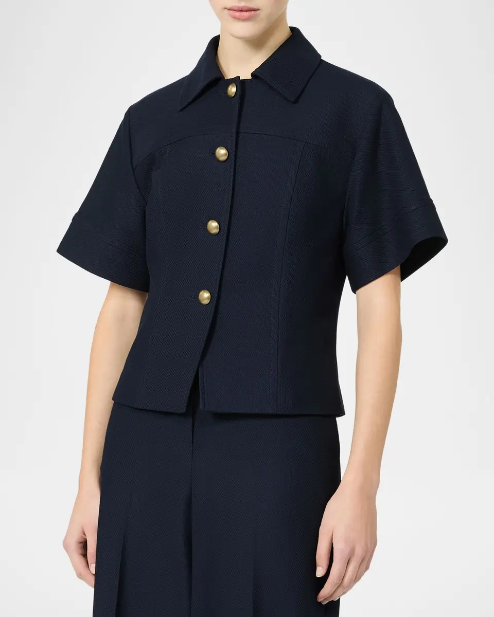 Max Mara Risorsa Short-Sleeve Pique Shirt Jacket | Thumbnail 3 Max Mara Risorsa Short-Sleeve Pique Shirt Jacket | Thumbnail 3