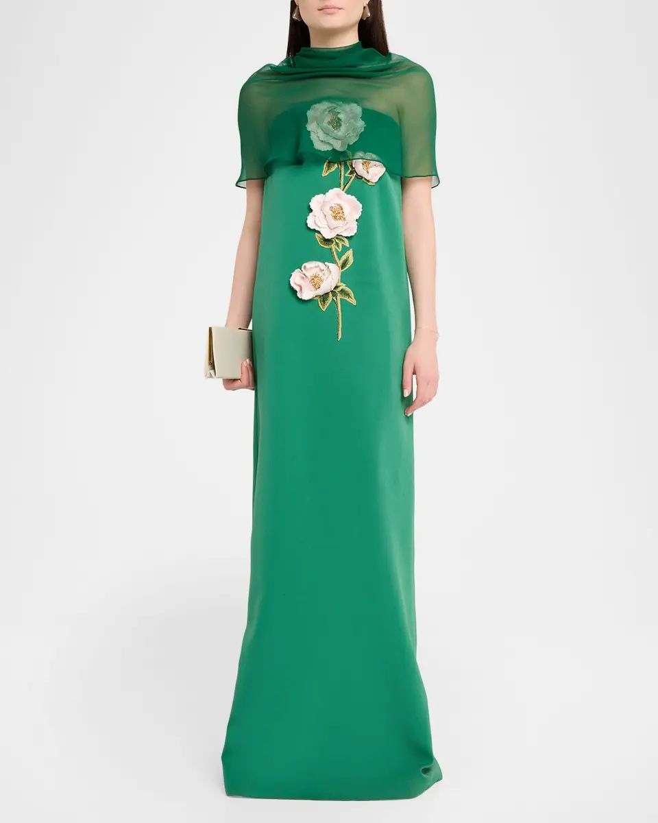 Lela Rose Peony Embroidered Strapless Crepe Gown | Thumbnail 2 Lela Rose Peony Embroidered Strapless Crepe Gown | Thumbnail 2