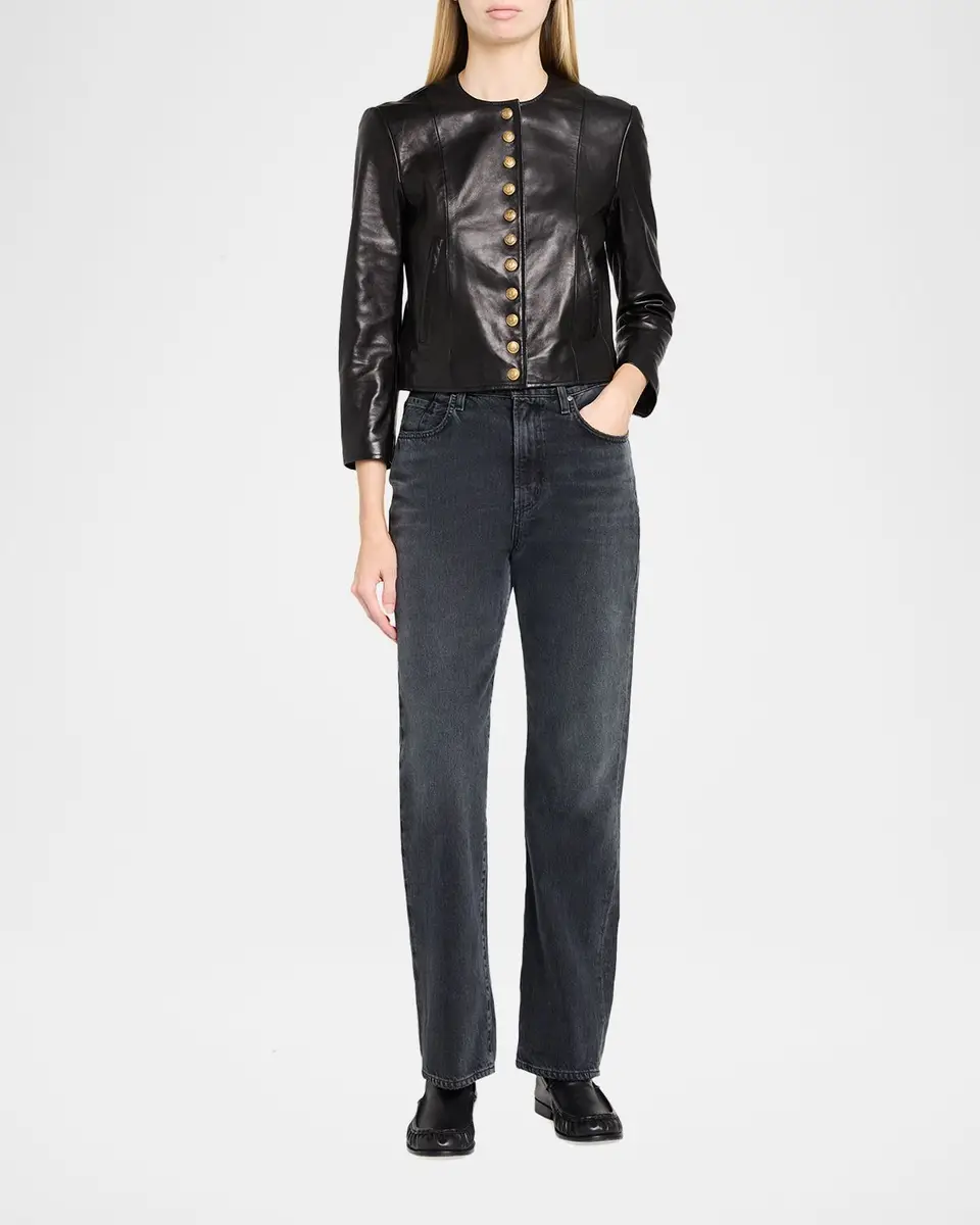R13 Front-Snap Leather Jacket | Thumbnail 2 R13 Front-Snap Leather Jacket | Thumbnail 2