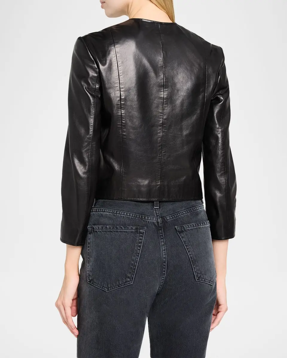 R13 Front-Snap Leather Jacket | Thumbnail 3 R13 Front-Snap Leather Jacket | Thumbnail 3