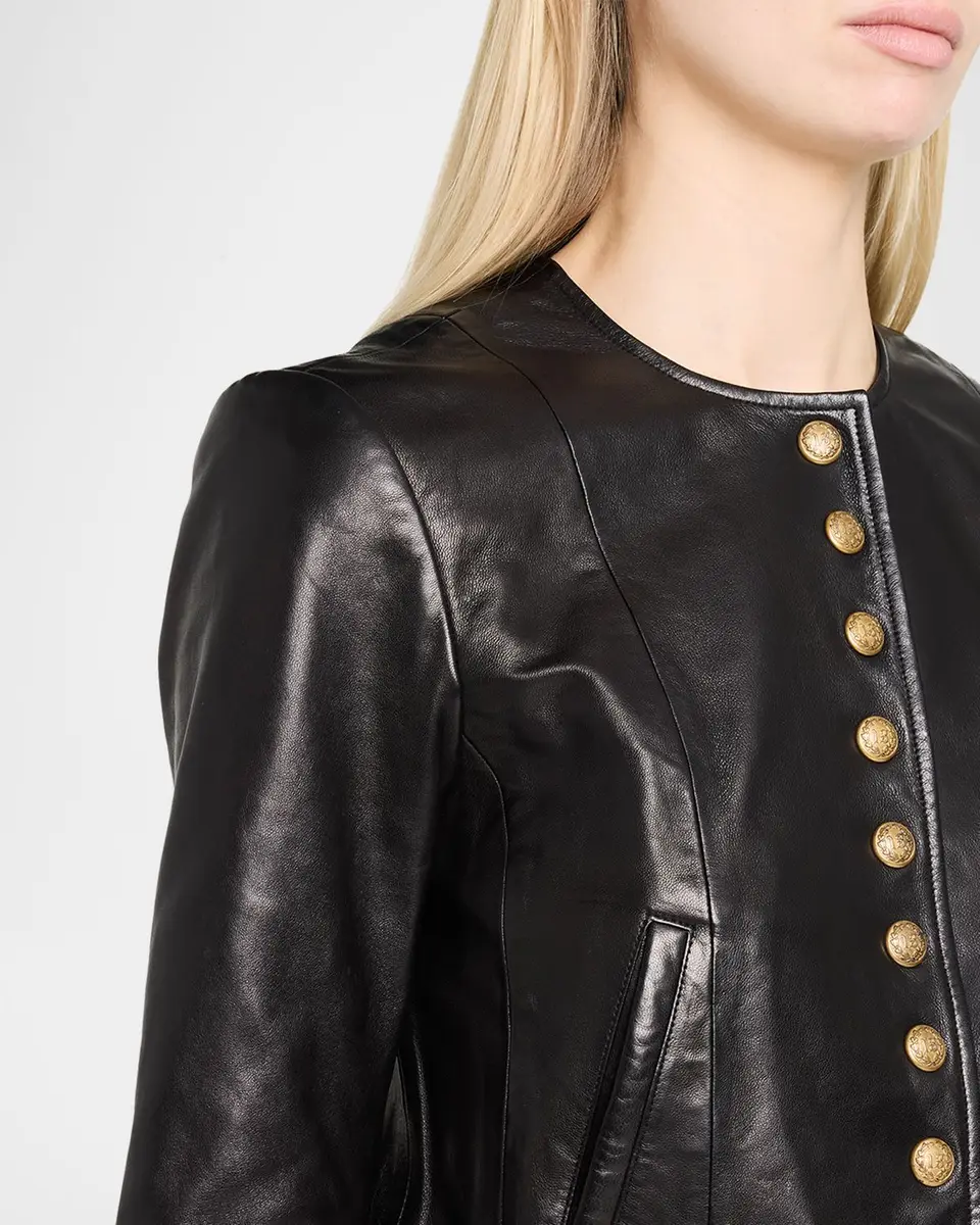 R13 Front-Snap Leather Jacket | Thumbnail 5 R13 Front-Snap Leather Jacket | Thumbnail 5