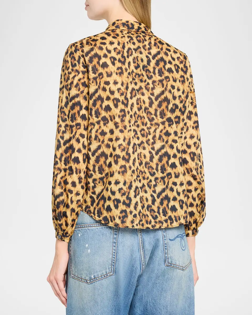 R13 Leopard-Print Cotton Ruffle Blouse | Thumbnail 3
