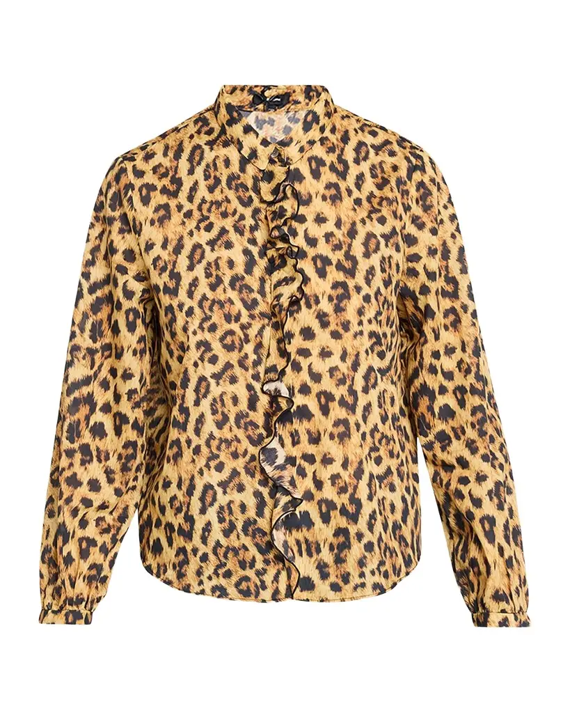 R13 Leopard-Print Cotton Ruffle Blouse | Image 1 R13 Leopard-Print Cotton Ruffle Blouse | Image 1
