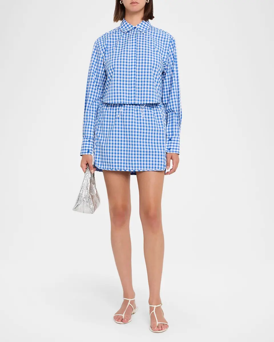 Simkhai Renata Cropped Gingham Shirt | Thumbnail 2