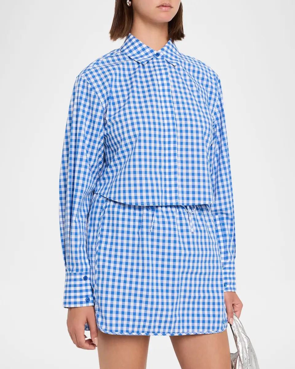 Simkhai Renata Cropped Gingham Shirt | Thumbnail 4
