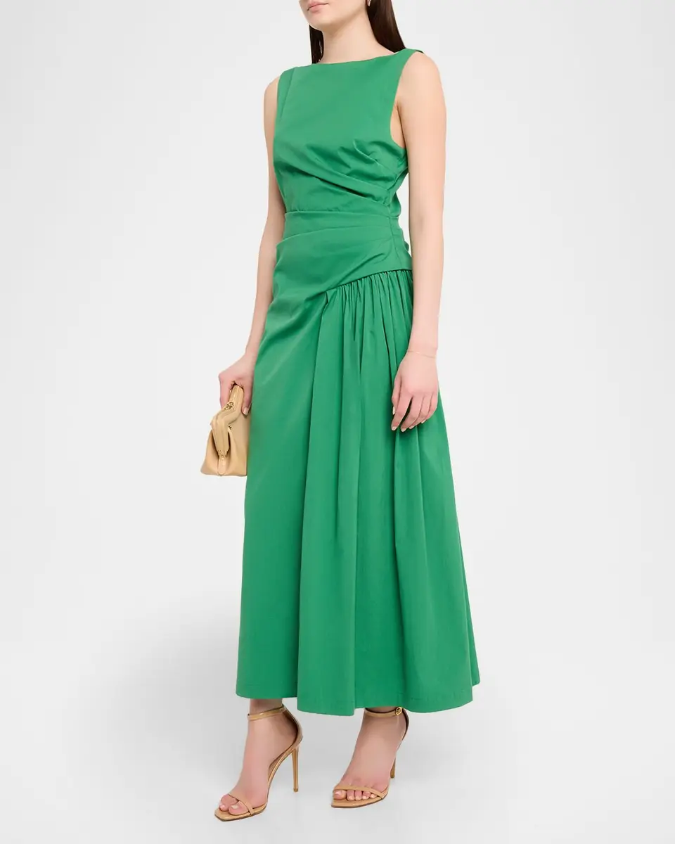 Lela Rose Cotton Poplin Asymmetrical Flounce Dress | Thumbnail 4