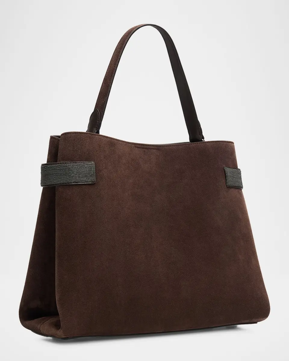 Brunello Cucinelli Monili-Trim Suede Top-Handle Bag | Thumbnail 4 Brunello Cucinelli Monili-Trim Suede Top-Handle Bag | Thumbnail 4