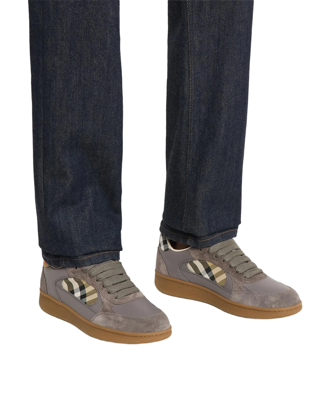Men's Leather, Suede and Check Terrace Sneakers​