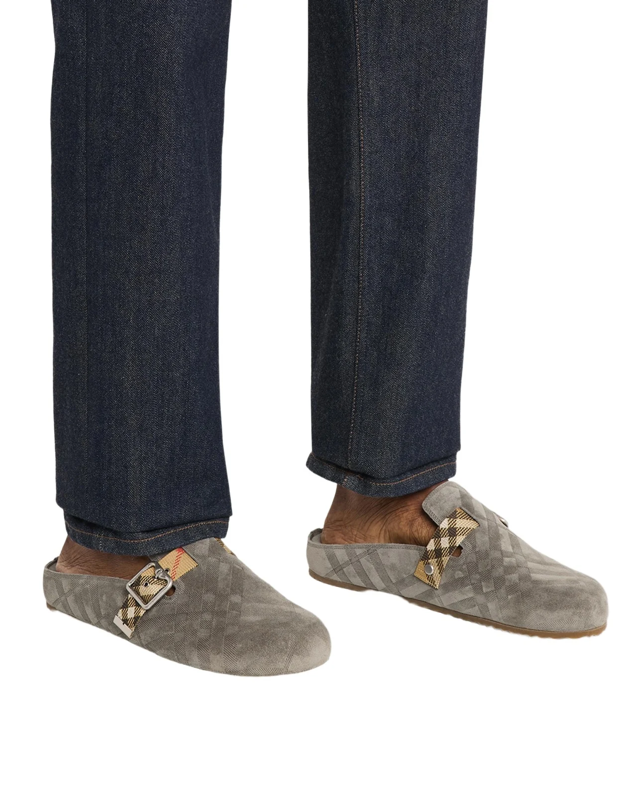 Burberry Men's Urchin Check Suede Clogs