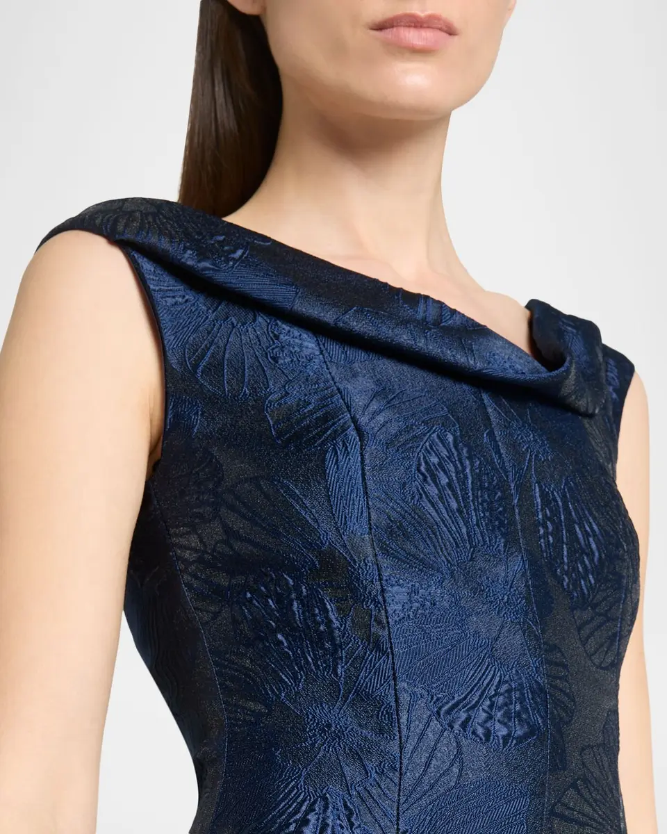 Talbot Runhof Twisted Collar Anemone Jacquard Sleeveless Gown | Thumbnail 5 Talbot Runhof Twisted Collar Anemone Jacquard Sleeveless Gown | Thumbnail 5