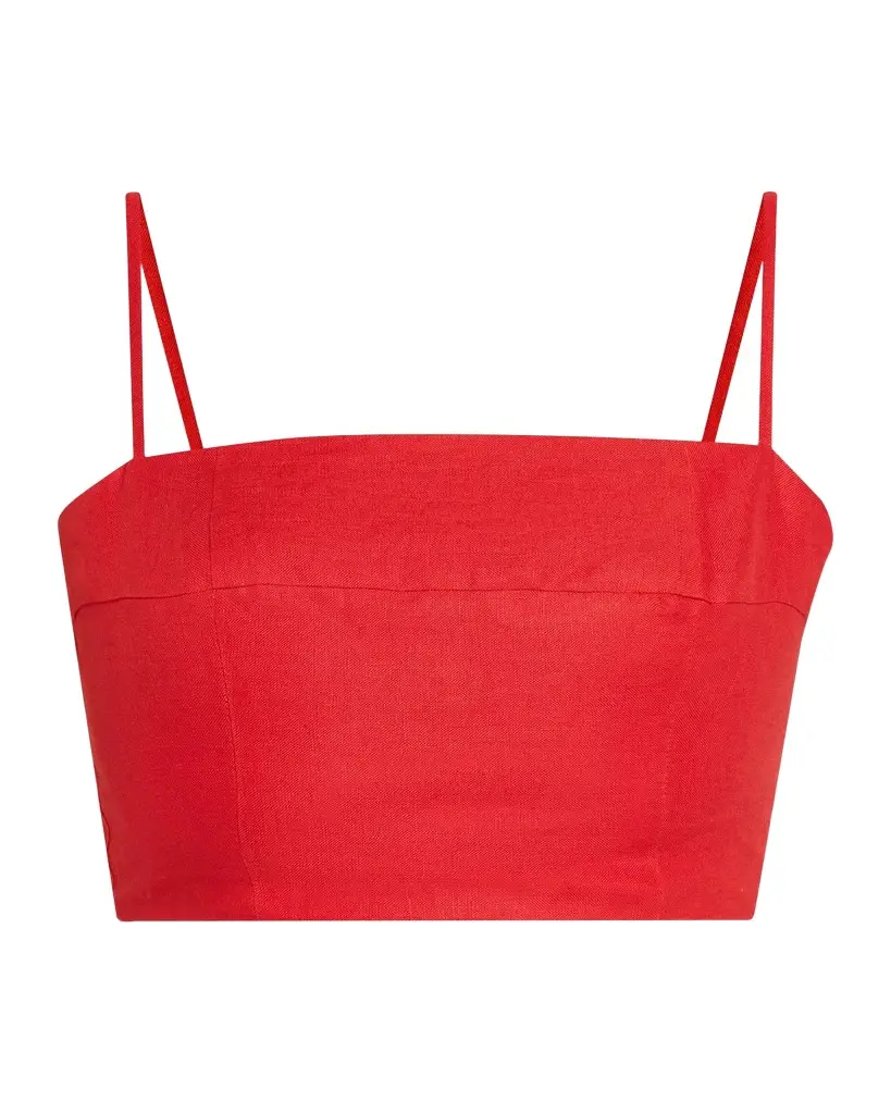 Staud Federico Linen Crop Top | Image 1 Staud Federico Linen Crop Top | Image 1