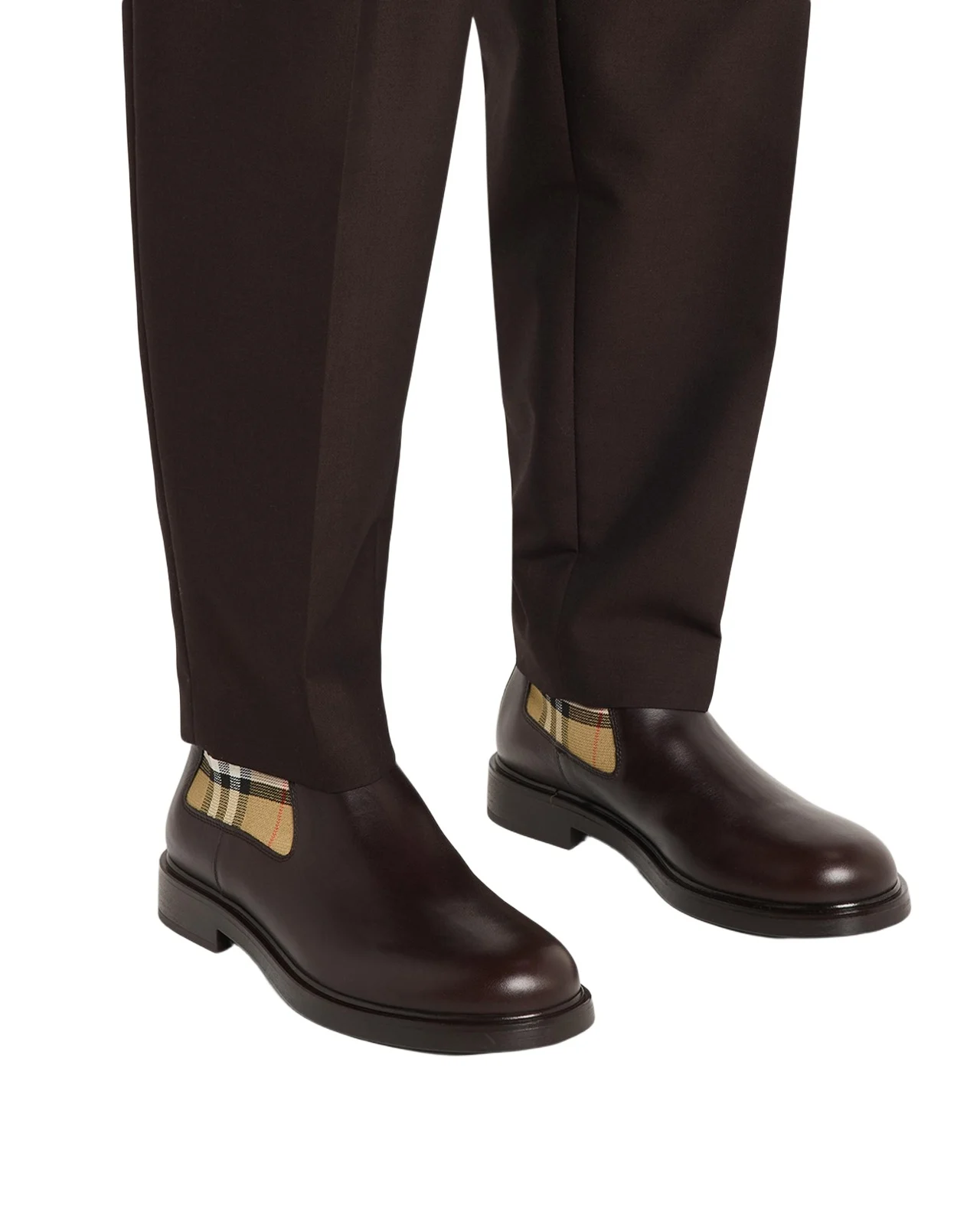 Burberry Men's Pembroke Check Leather Boots