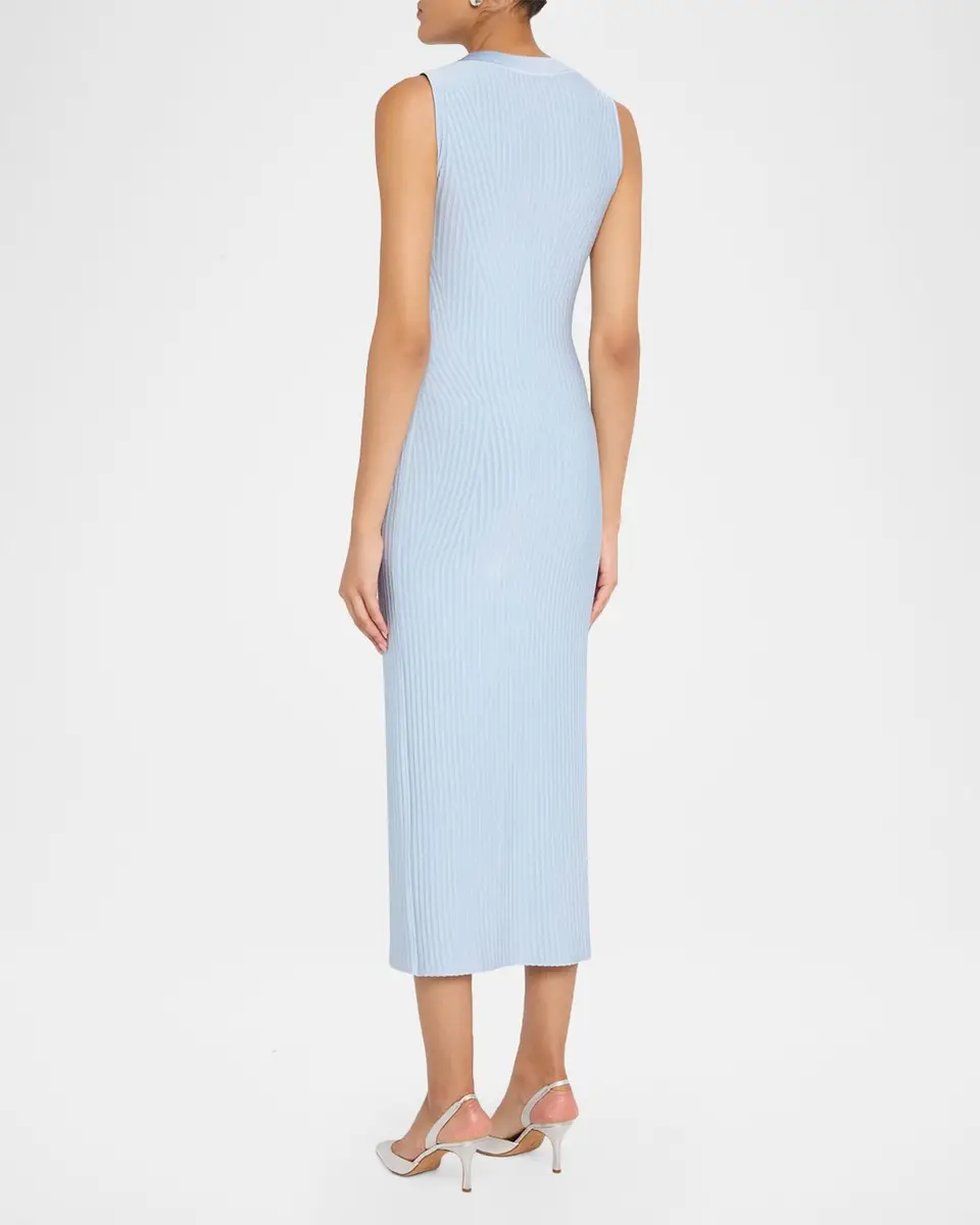 Adam Lippes Eliza Sleeveless Button-Front Rib Midi Dress | Thumbnail 3 Adam Lippes Eliza Sleeveless Button-Front Rib Midi Dress | Thumbnail 3