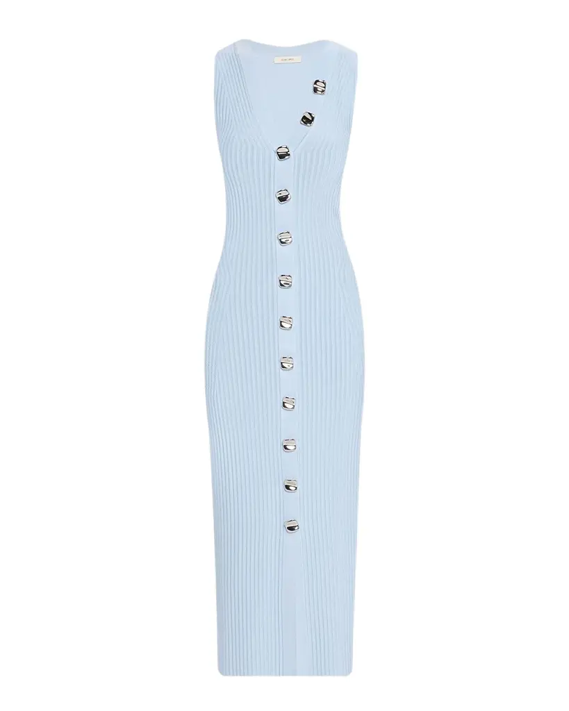 Adam Lippes Eliza Sleeveless Button-Front Rib Midi Dress | Image 1 Adam Lippes Eliza Sleeveless Button-Front Rib Midi Dress | Image 1