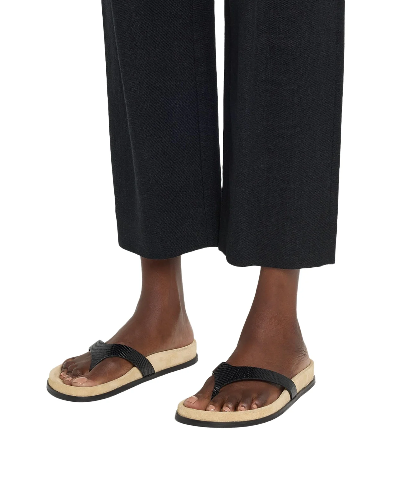 TOTEME Swift Lizard-Embossed Leather Thong Sandals