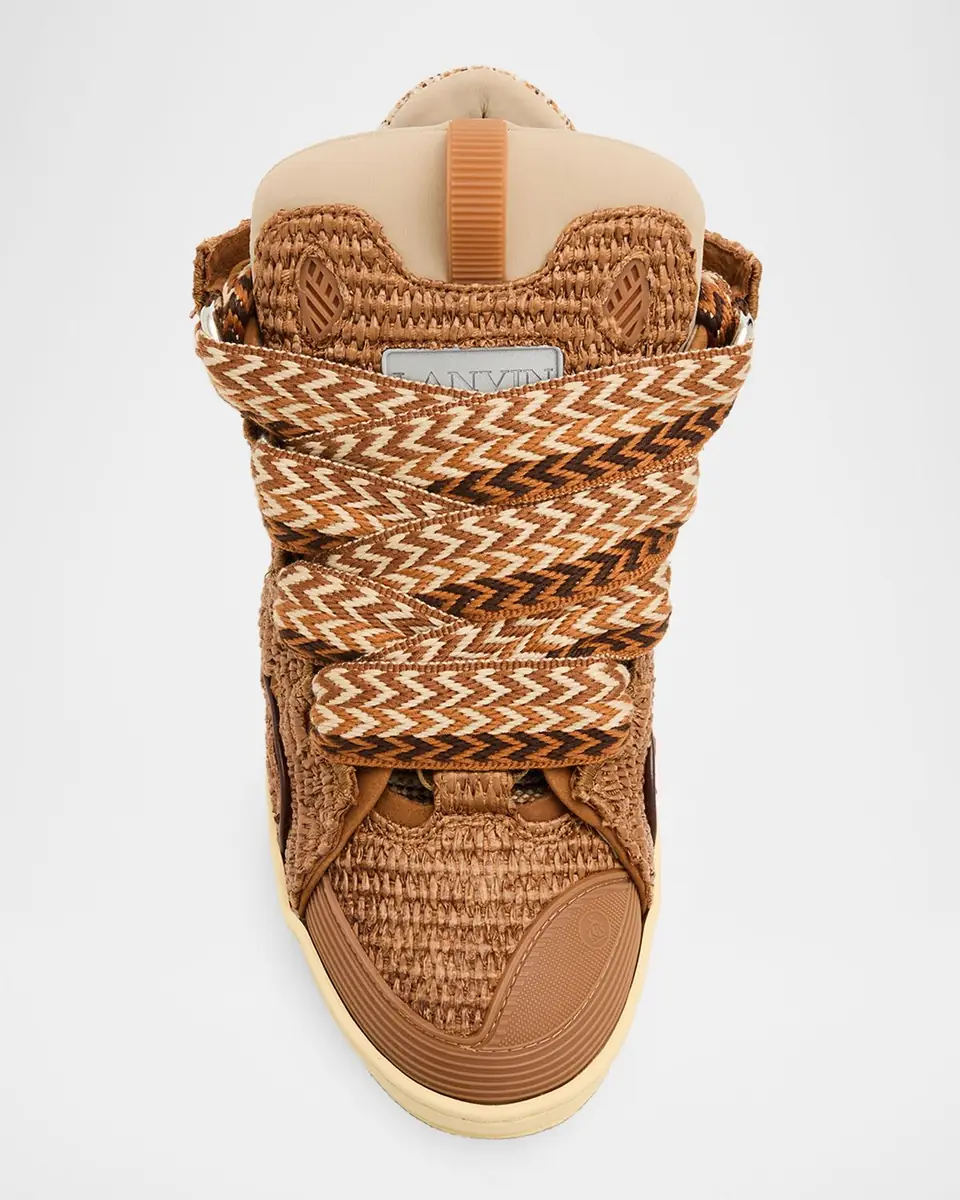 Lanvin Men's Faux-Raffia Curb Sneakers | Thumbnail 5 Lanvin Men's Faux-Raffia Curb Sneakers | Thumbnail 5