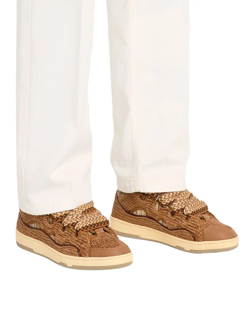 Lanvin Men's Faux-Raffia Curb Sneakers | Image 1 Lanvin Men's Faux-Raffia Curb Sneakers | Image 1