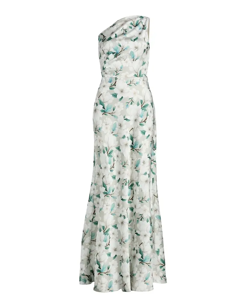 SACHIN & BABI Delphine One-Shoulder Floral Satin Crepe Gown | Image 1 SACHIN & BABI Delphine One-Shoulder Floral Satin Crepe Gown | Image 1