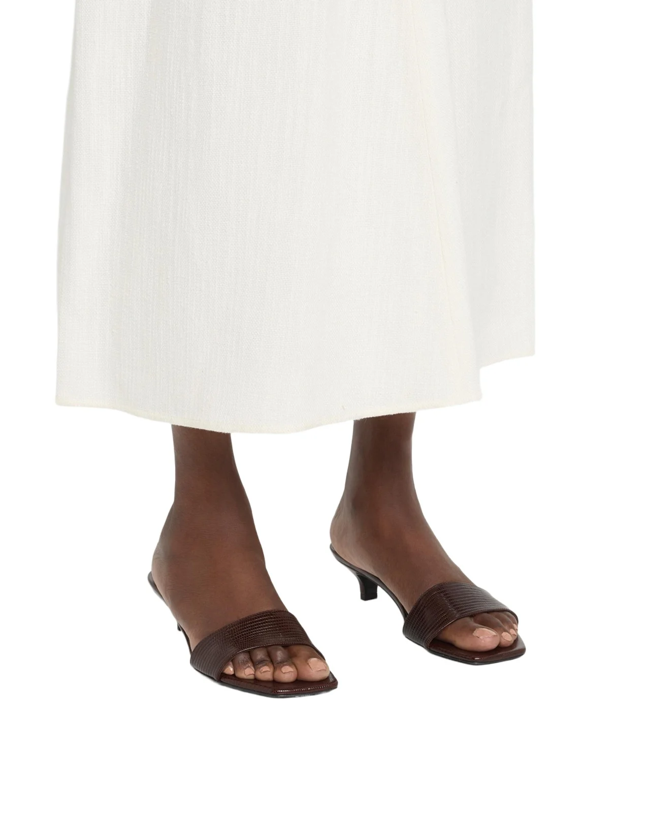 Lizard Leather Kitten-Heel Sandals Lizard Leather Kitten-Heel Sandals