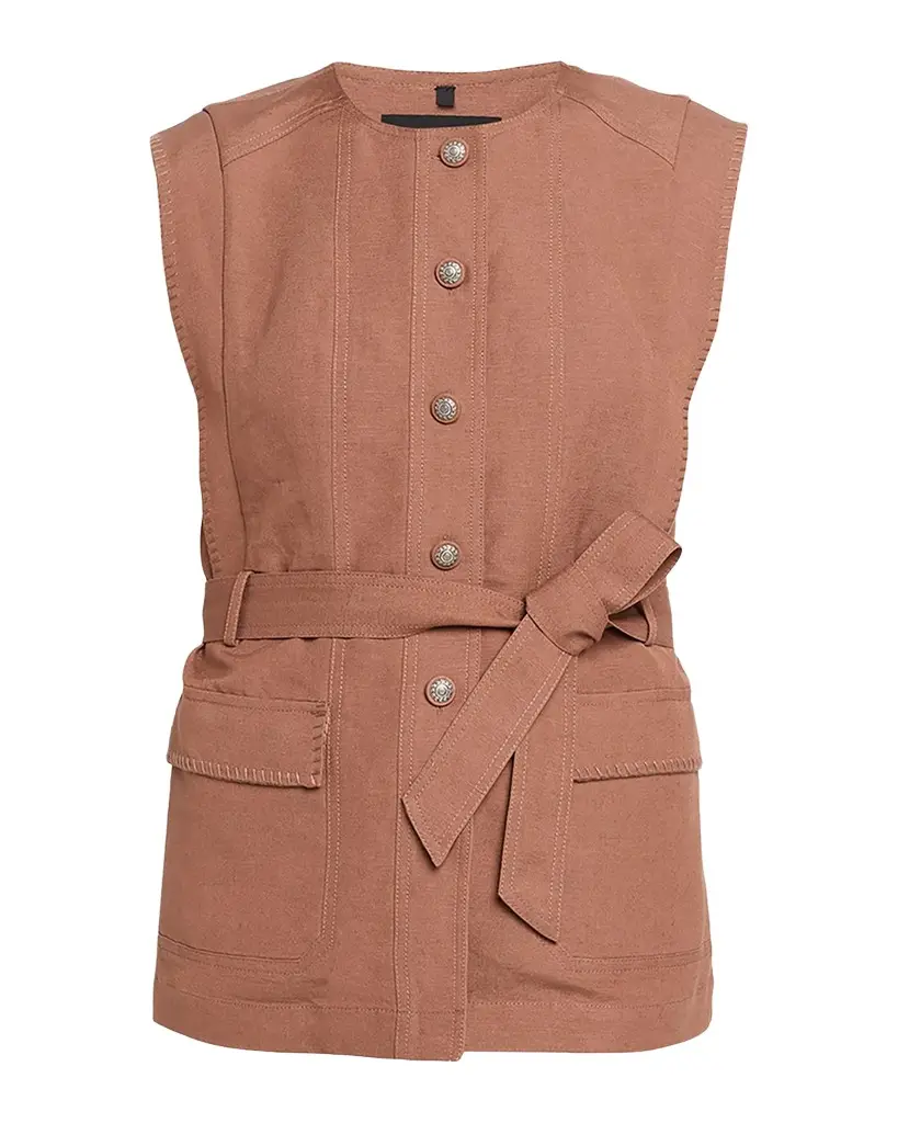 Kobi Halperin Beckett Belted Linen Vest | Image 1 Kobi Halperin Beckett Belted Linen Vest | Image 1