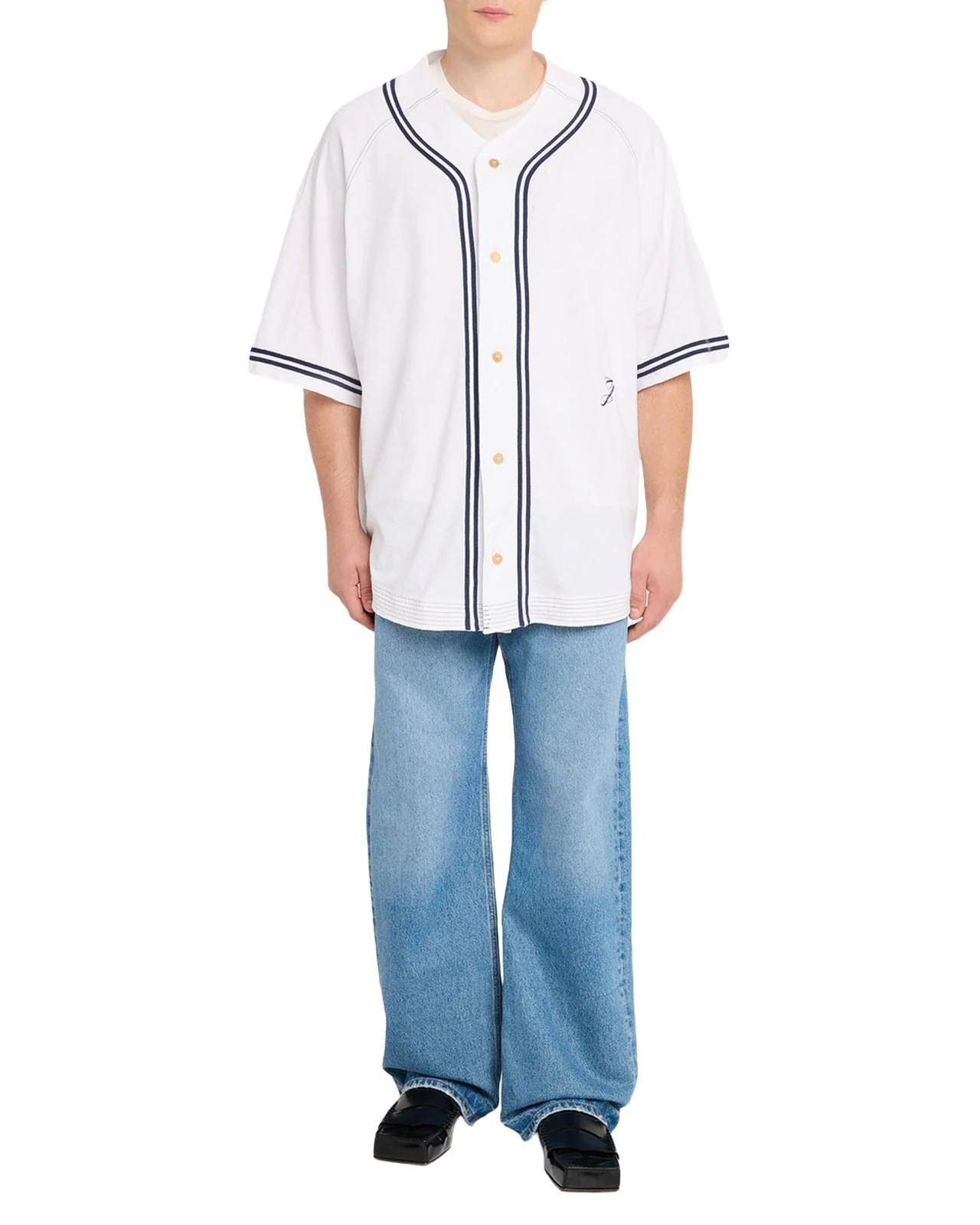 Jacquemus Men's La Chemise Cotton and Hemp Baseball Shirt