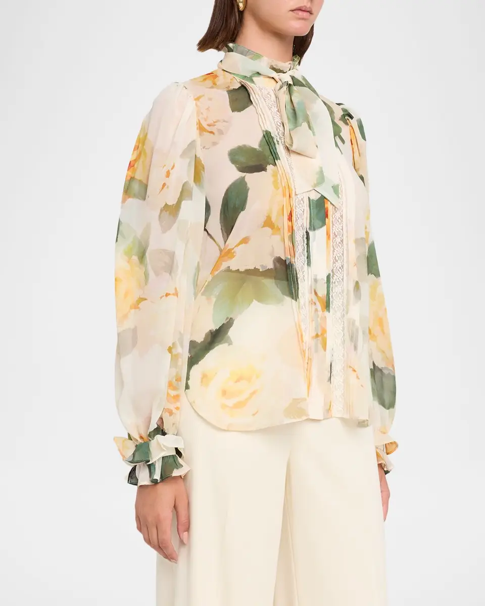 Ungaro Odessa Tie-Neck Floral Blouse | Thumbnail 4 Ungaro Odessa Tie-Neck Floral Blouse | Thumbnail 4