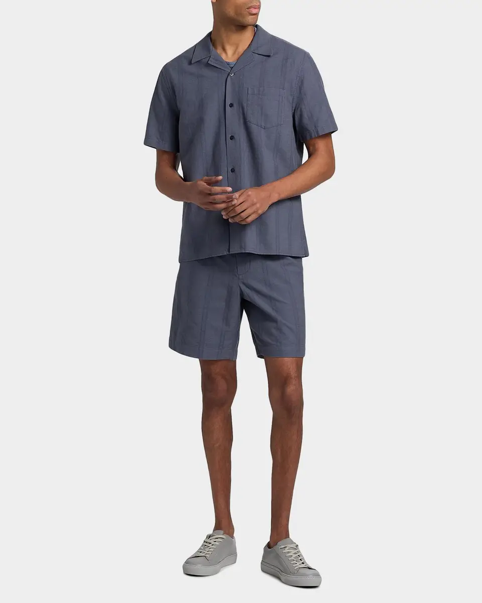 Vince Men's Cove Cotton and Hemp Stripe Short-Sleeve Shirt | Thumbnail 2 Vince Men's Cove Cotton and Hemp Stripe Short-Sleeve Shirt | Thumbnail 2