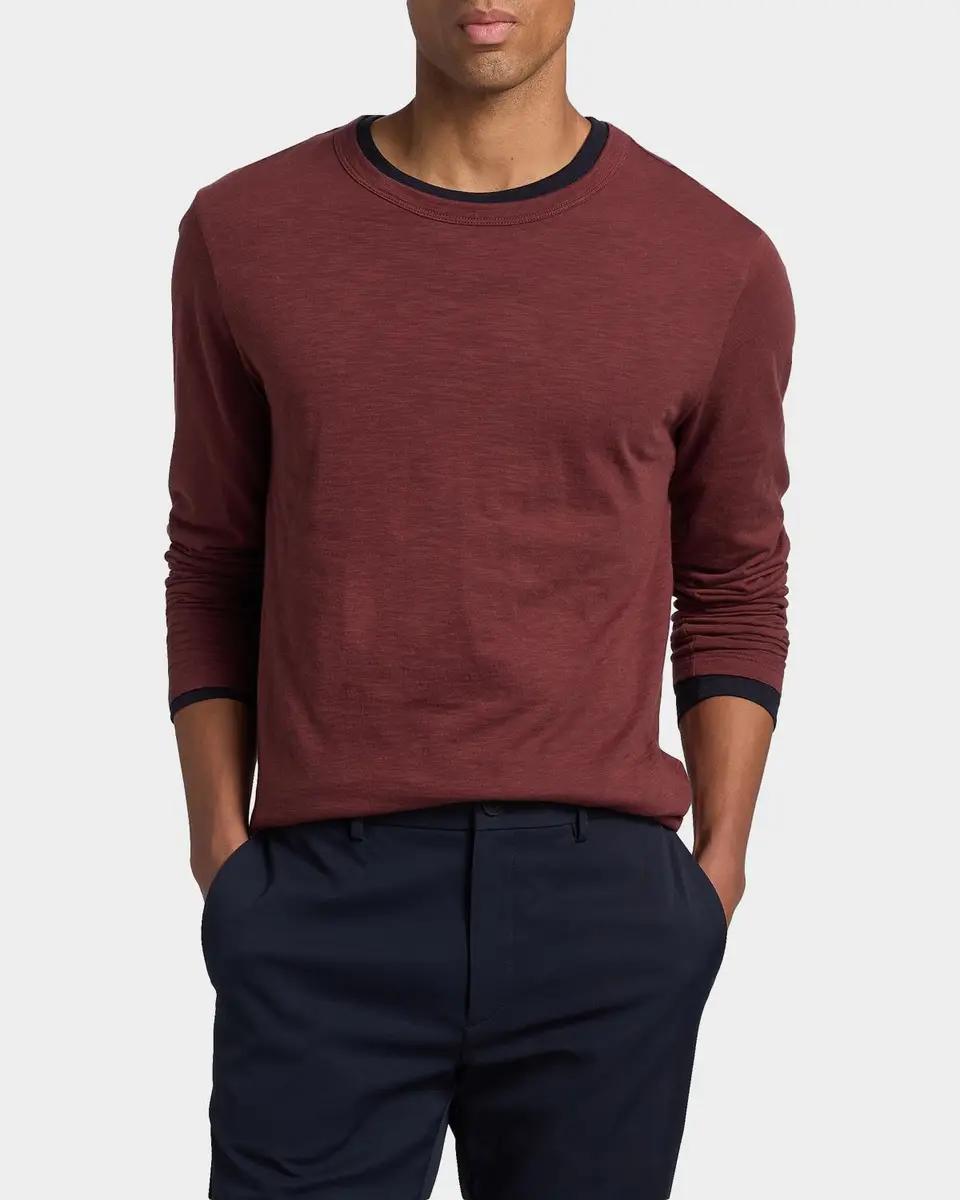 Vince Men's Fine Slub Cotton Double-Layer Crewneck T-Shirt | Thumbnail 4 Vince Men's Fine Slub Cotton Double-Layer Crewneck T-Shirt | Thumbnail 4