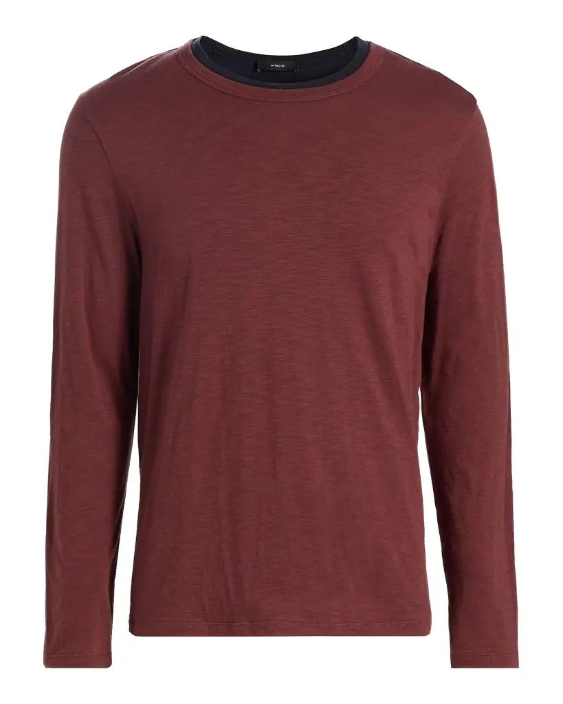 Vince Men's Fine Slub Cotton Double-Layer Crewneck T-Shirt | Image 1 Vince Men's Fine Slub Cotton Double-Layer Crewneck T-Shirt | Image 1
