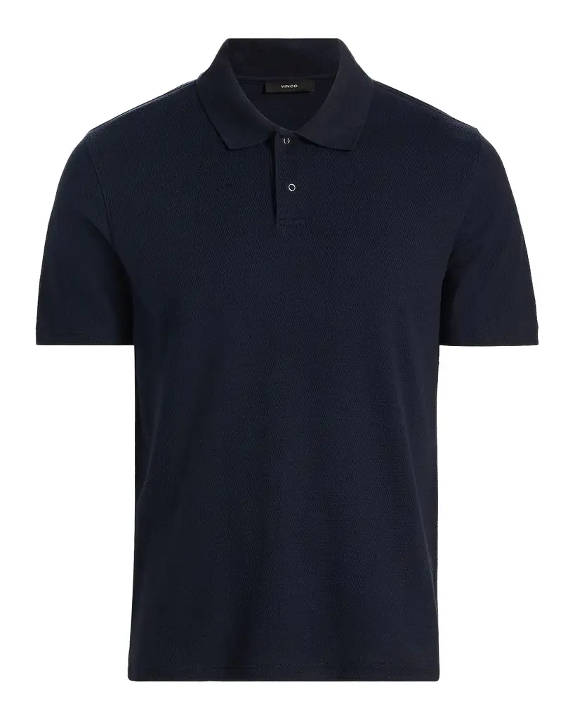 Vince Men's Rib-Knit Cotton-Blend Polo Shirt | Image 1 Vince Men's Rib-Knit Cotton-Blend Polo Shirt | Image 1