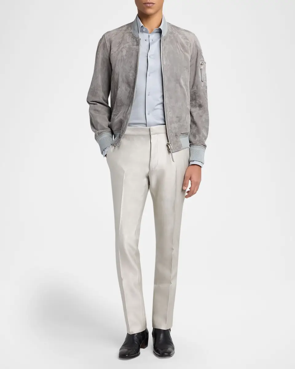 Tom Ford Men's Cotton and Silk Jersey Button-Down Shirt | Thumbnail 2 Tom Ford Men's Cotton and Silk Jersey Button-Down Shirt | Thumbnail 2